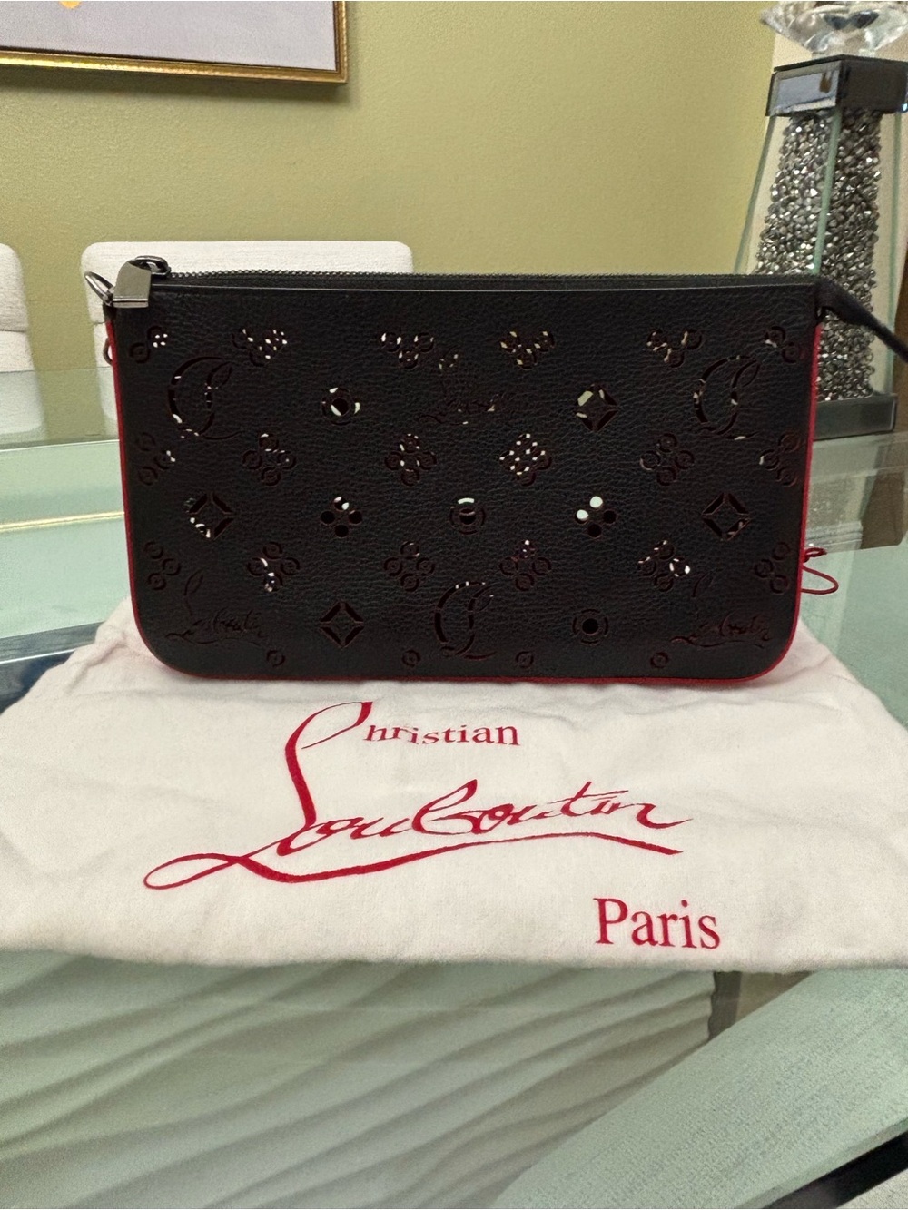 Authentic Christian Louboutin Loubila Leather Clutch